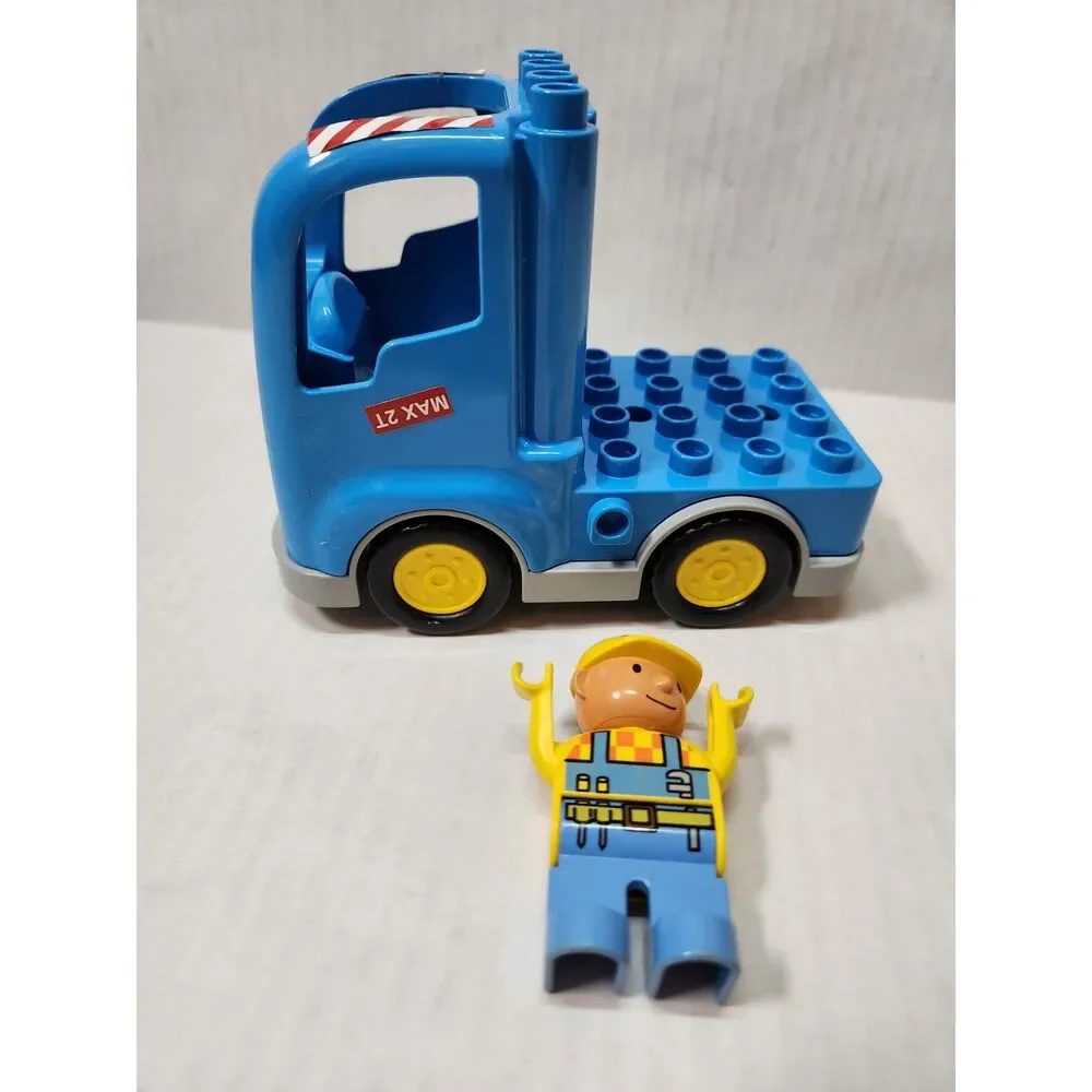 LEGO DUPLO Worker Figure with Blue Construction Truck